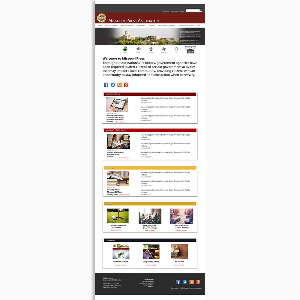 Missouri Press Association Website Design